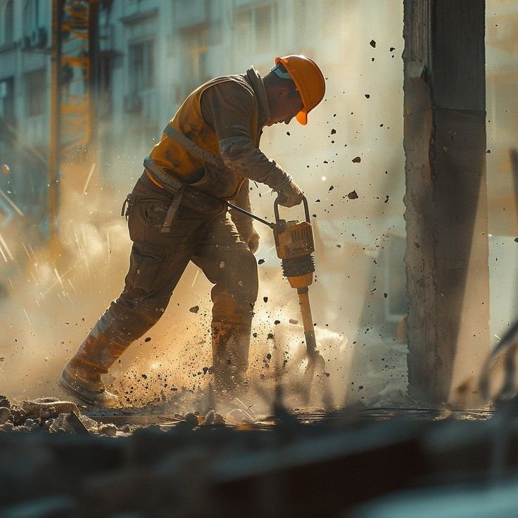 free construction work intensity image construction, worker, jackhammer download at stockcake